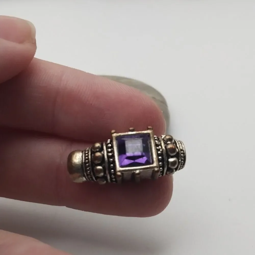 Amethyst sparkle Victorian‎ charm pendant
